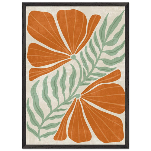 Artfulprints Poster met Lijst Boho – Orange florals   - 50x70 cm - Oranje