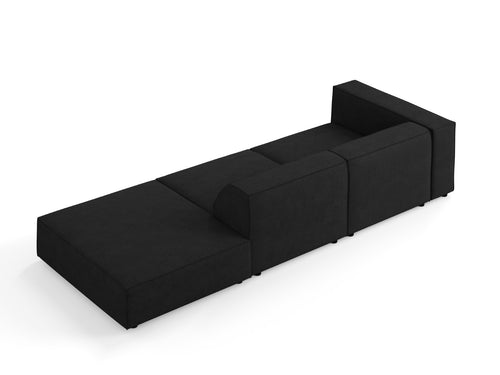 Cosmopolitan Design Rechte bank Arendal 4-zits, chenille met ribbeleffect, zwart - 102x262x70cm