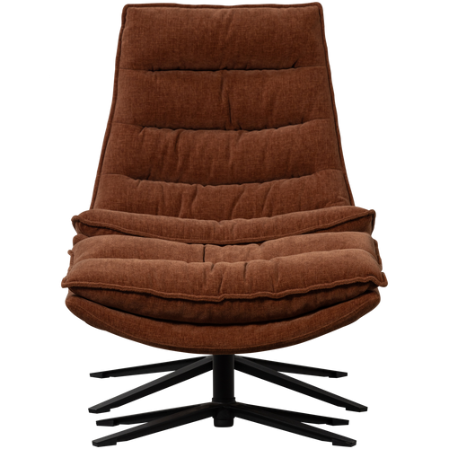 WOOOD draaifauteuil met hocker Kube - Chenille stof - Bruin - vtwonen shop