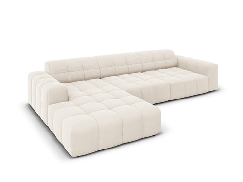 Cosmopolitan Design linker hoekbank Chicago 4-zits, flueel lichtbeige - 167x294x78cm