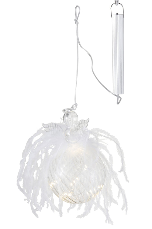 J-Line kerstbal Engel - pluim/glas - large - LED lichtjes - vtwonen shop