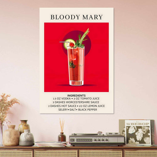 Artfulprints  Bloody Mary cocktail - Ingrediënten   poster 30x40 cm - vtwonen shop