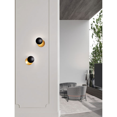 Nova Luce SHELL Wandlamp Sandy Black, gouden LED 7W 101lm 3000K