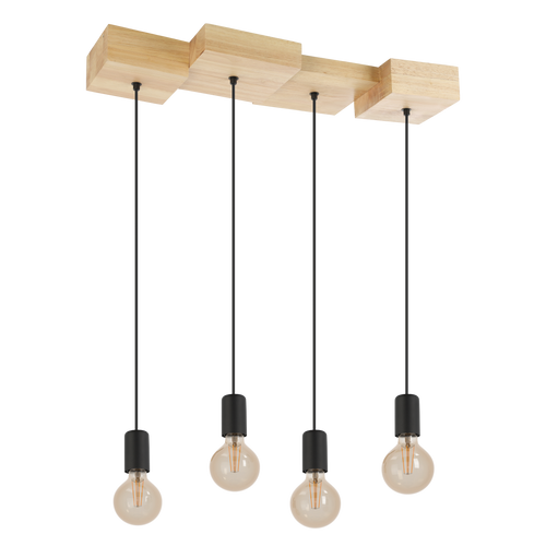 EGLO hanglamp Halkin - e27 - 72 cm - bruin/zwart - hout - vtwonen shop