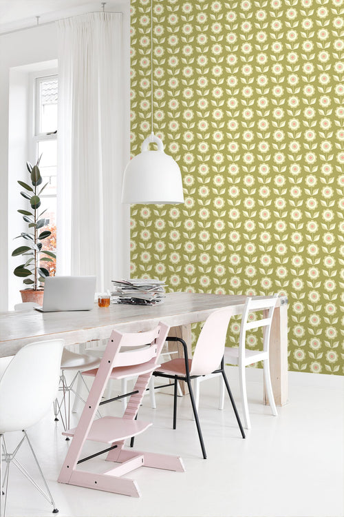 ESTAhome behang bloemen groen - 50 x 900 cm - 131864