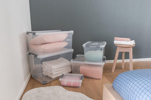 Curver Handy+ Opbergbox - 65L - 2 stuks - Transparant met deksel