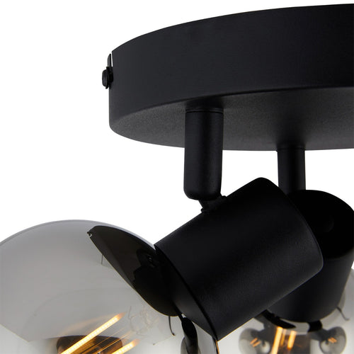 Lighto | Plafondspot zwart met smoke glas 3-lichts | Juna - vtwonen shop
