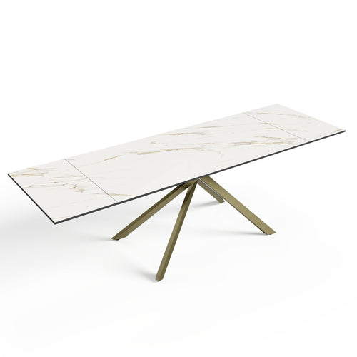 Sia Home - Uitschuifbare tafels GINKO  - Keramiek - Carrara wit en goud - 180cm