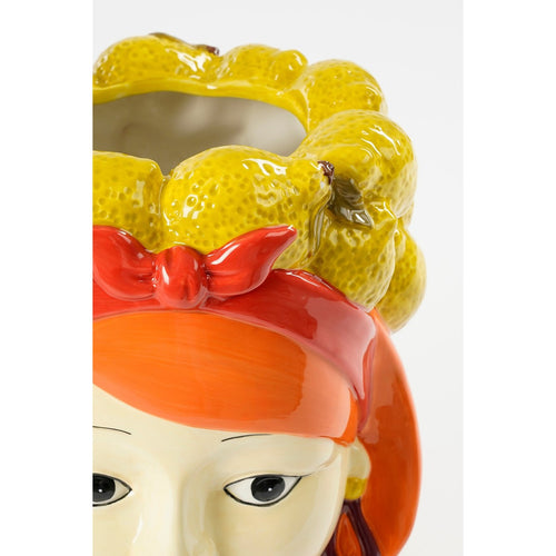 Mica Decorations Funny Bloempot Binnen - H25 x Ø20 cm - Dolomiet - Geel
