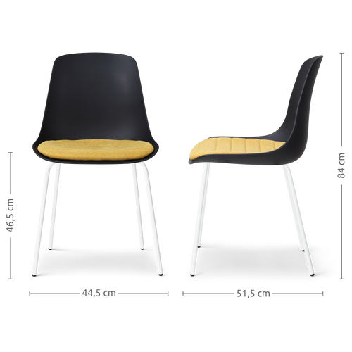 Nolon Nora-Liv Eetkamerstoel Zwart - Okergeel Kussen - Witte Poten - vtwonen shop