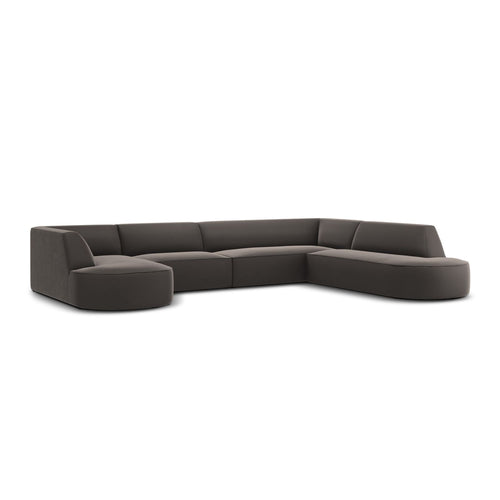 Cosmopolitan Design - Panoramische hoekbank Siena 7-zits, flueel donkergrijs - 273x366x69cm