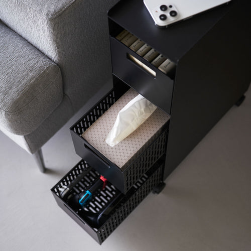 Yamazaki Tower Opbergmanden op wielen 3-laags - Zwart - vtwonen shop