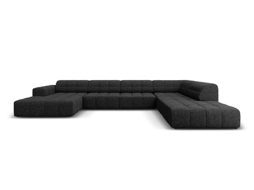 Cosmopolitan Design Panoramische hoekbank rechts Chicago 7-zits, chenille zwart - 263x375x78cm