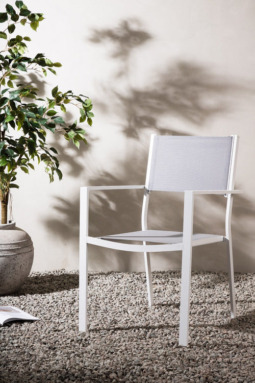 Nest outdoor Narda aluminium tuinstoel lichtgrijs - met armleuningen - set van 4 - vtwonen shop