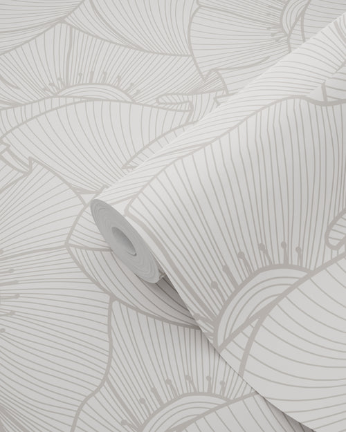 ESTAhome behang klaprozen grijs en wit - 53 cm x 10.05 m - 139704 - vtwonen shop