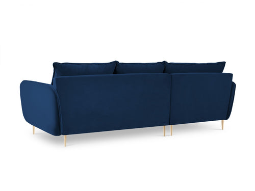 Cosmopolitan Design linker hoekbank Vienna 5-zits, flueel, koningsblauw - 170x255x95cm