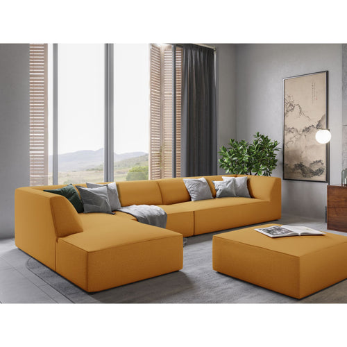 Cosmopolitan Design - Modulaire hoekbank links Siena 5-zits, structurele stof geel - 180x366x69cm