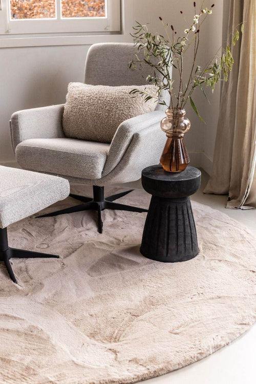 Interieur05  vloerkleed Lux -rond -zacht hoogpolig- beige / taupe - 200 x 200 cm