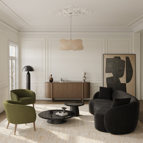Premium Interiors - Fauteuil MILO - krullend fluweel vintage groen 73.5cm