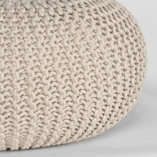LABEL51 Poef Knitted - Naturel Katoen - 70x70x35cm
