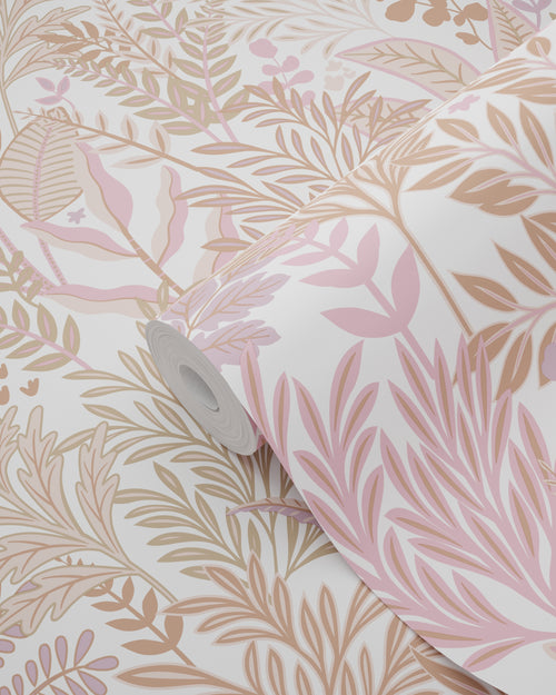 ESTAhome behang tropische bladeren en bloemen roze en paars - 50 x 900 cm - 131666 - vtwonen shop