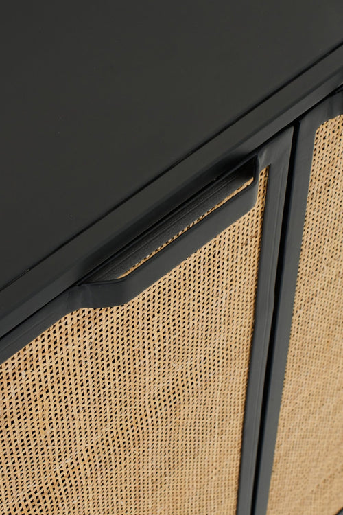 J-Line kast Rieten Panelen - hout - zwart/naturel