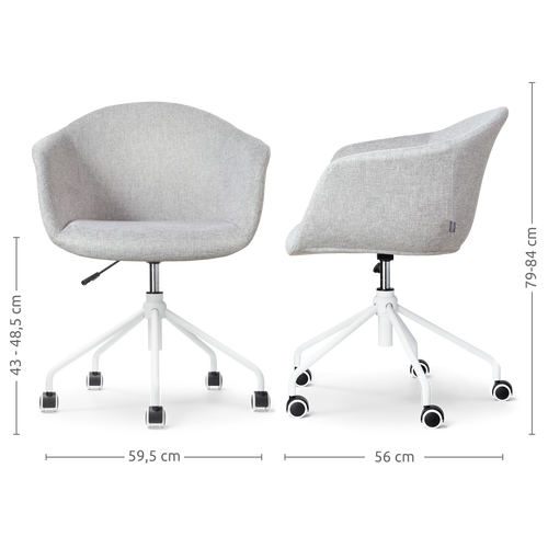 Nolon Nout-Otis Bureaustoel Lichtgrijs - Armleuningen - Wit - vtwonen shop