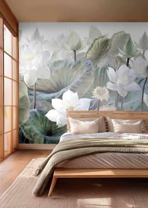 Sanders & Sanders fotobehang tropische bladeren en bloemen groen en wit - 375 x 270 cm - 600977 - vtwonen shop