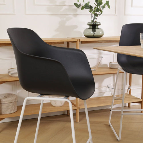 Nolon Nino-Puk barkruk zwart - wit onderstel - 65 cm - set van 2