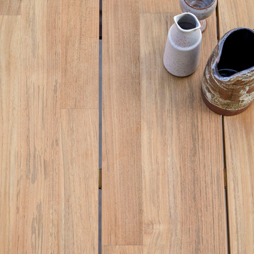Tikamoon Tuintafel van gerecycled massief teakhout en aluminium voor 6/8 personen - Naturel