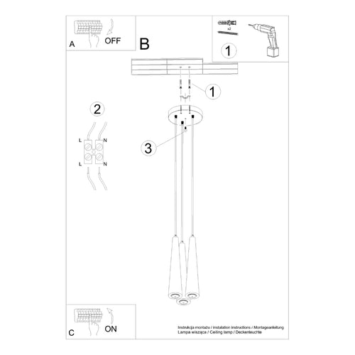 Sollux Lighting Hanglamp SULA 3P naturel hout - 20x20x120cm