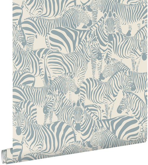 ESTAhome behang zebra's blauw - 50 x 900 cm - 132212