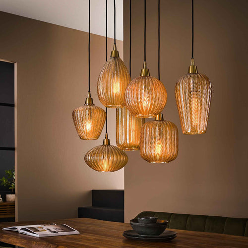 Giga Meubel Hanglamp Pattern Mix - Amber - 7-Lichts - 150x95x38cm