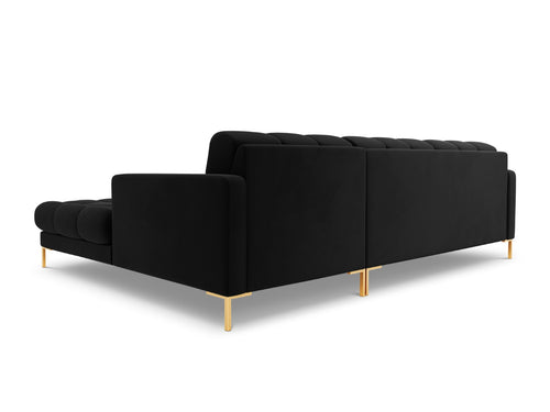 Cosmopolitan Design rechter hoekbank Bali 5-zits, flueel, zwart - 185x293x75cm