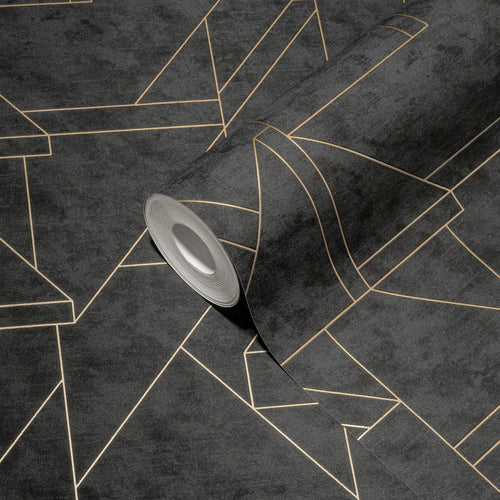Livingwalls behang grafisch motief zwart en goud - 53 cm x 10.05 m - AS-391184 - vtwonen shop