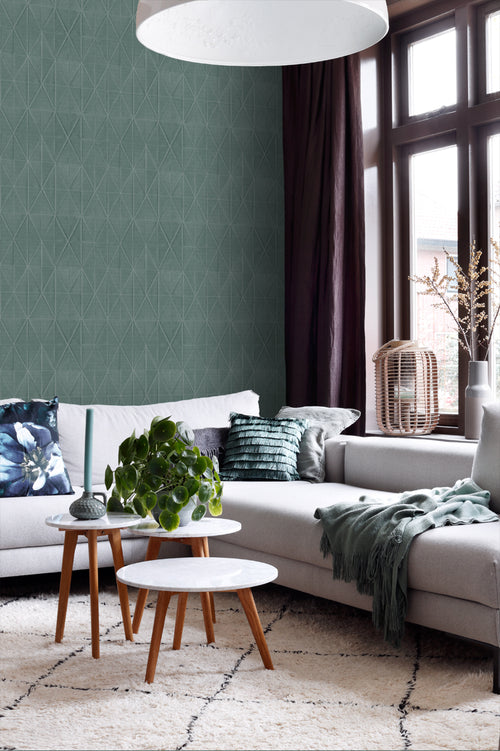 ESTAhome behang origami motief petrolblauw - 53 cm x 10.05 m - 148712 - vtwonen shop