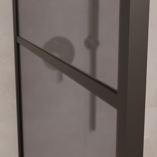 LOMAZOO douchewand Tacna - inloopdouche - anti kalk nano coating - gerookt glas met strepen - 8 mm - zwart - 100 x 200 cm