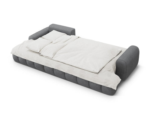 Cosmopolitan Design Uitklapbare hoekbank links met opbergdoos Linz 3-zits, structurele stof grijs - 142x275x84cm