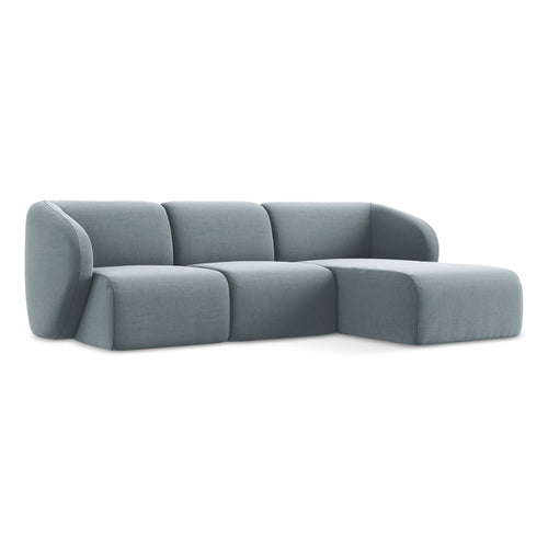 LaMiaSofa hoekbank rechts Cervo - velours - lichtblauw - 248x166x82