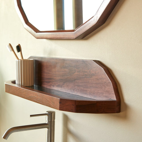 Tikamoon Badkamerplank in massief palissander en marmer 60 cm - Bruin