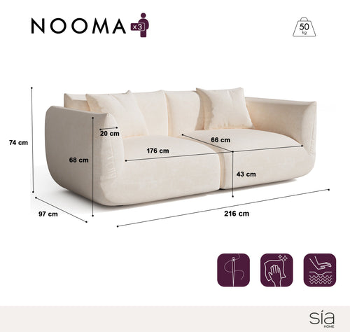 Sia Home - Modulaire bank NOOMA - chenillefluweel  216cm