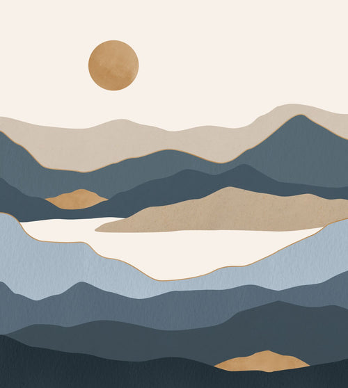 ESTAhome fotobehang woestijn landschap blauw en bruin - 250 x 279 cm - 159481 - vtwonen shop