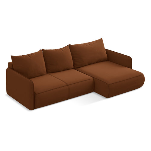 LaMiaSofa hoekbank rechts Palermo - velours - terracotta - 240x148x86