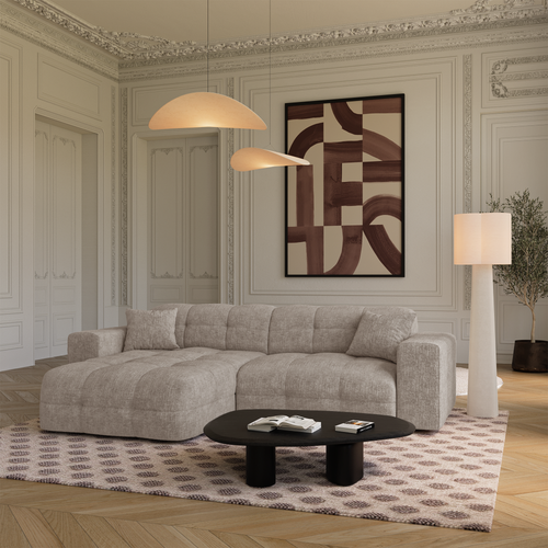 Premium Interiors - Hoekbank links COCOON - gewaafd fluweel mol 230cm