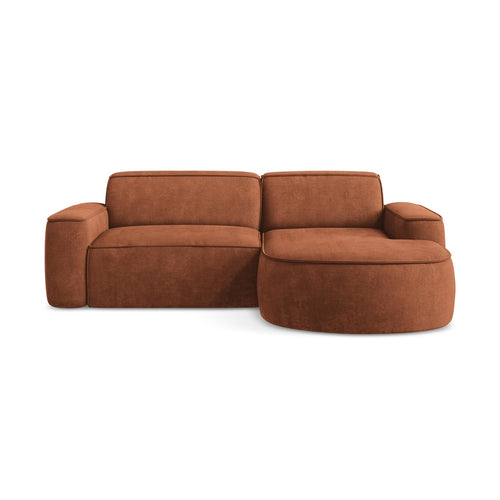 LaMiaSofa hoekbank rechts Melissa - chenille stof - terracotta - 224x166x70