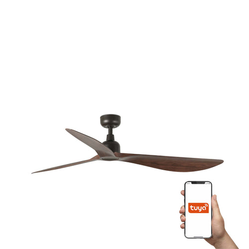 Faro Outwood Grote plafondventilator met 3 bladen, donkerbruin, Tuya Smart System