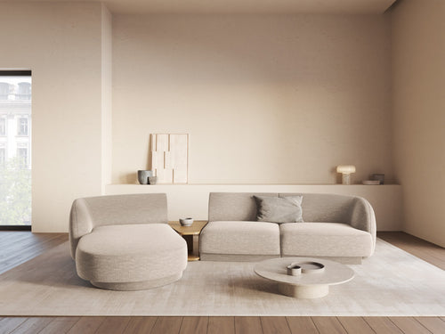 Micadoni linker modulaire bank Miley 3-zits, structurele stof beige - 178x303x70cm