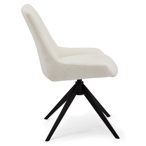 Furnhouse eetkamerstoel Helena - Crème wit - Stof (Bouclé) - Set van 4