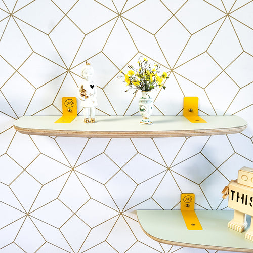 Fabricado wandplank Schappie – pistache - 80 cm met wandhaken geel - vtwonen shop