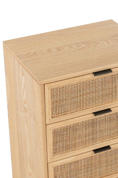 J-Line kast 5 Lades - hout/metaal - naturel/zwart